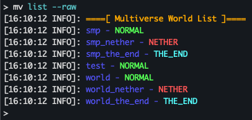 mv list raw example